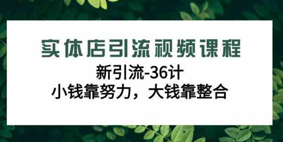 （9048期）实体店引流视频课程，新引流-36计，小钱靠努力，大钱靠整合（48节-无水印）-大源资源网