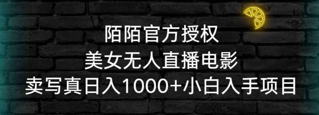 （9075期）陌陌官方授权美女无人直播电影，卖写真日入1000+小白入手项目-大源资源网