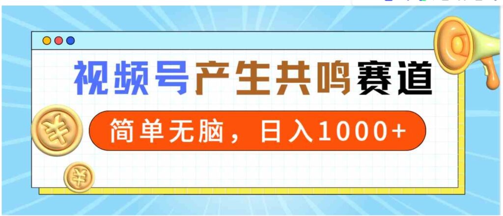 （9133期）2024年视频号，产生共鸣赛道，简单无脑，一分钟一条视频，日入1000+-大源资源网