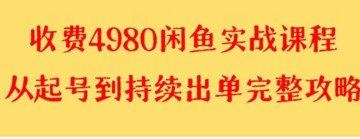 外面收费4980闲鱼无货源实战教程 单号4000+-大源资源网