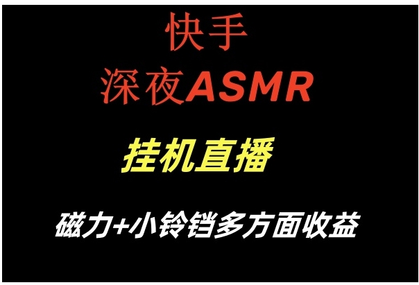 快手深夜ASMR挂机直播磁力+小铃铛多方面收益-大源资源网