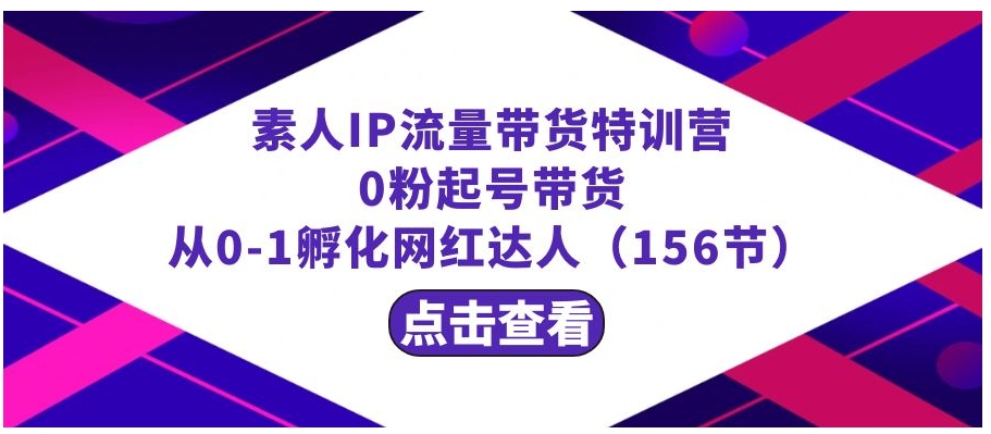 繁星·计划素人IP流量带货特训营：0粉起号带货 从0-1孵化网红达人-大源资源网