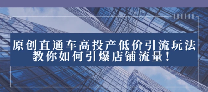 2023直通车高投产低价引流玩法，教你如何引爆店铺流量！-大源资源网