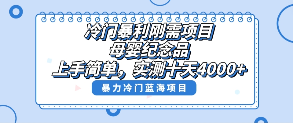 冷门暴利刚需项目，母婴纪念品赛道，实测十天搞了4000+，小白也可上手操作-大源资源网