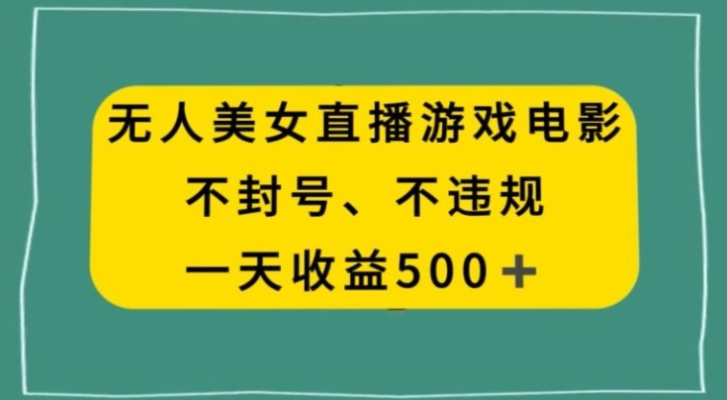 美女无人直播游戏电影，不违规不封号，日入500+-大源资源网