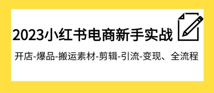 2023小红书电商新手实战课程，开店-爆品-搬运素材-剪辑-引流-变现、全流程-大源资源网