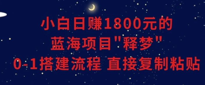 小白能日赚1800元的蓝海项目”释梦”0-1搭建流程可直接复制粘贴长期做-大源资源网