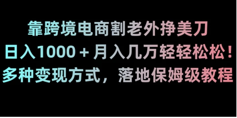 靠跨境电商割老外挣美刀，日入1000＋月入几万轻轻松松！多种变现方式，落地保姆级教程【揭秘】-大源资源网