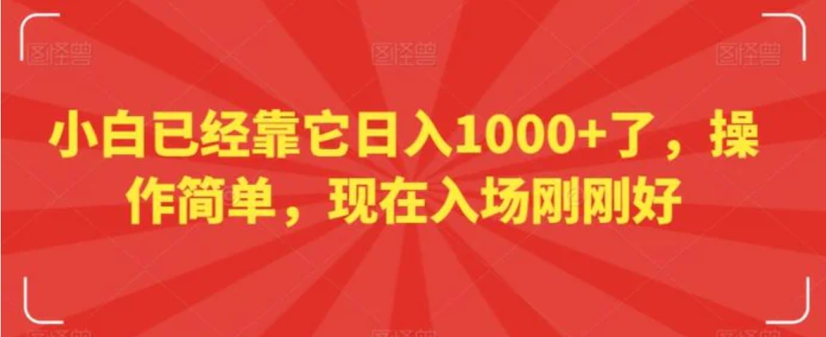 小白已经靠它日入1000+了，操作简单，现在入场刚刚好【揭秘】-大源资源网