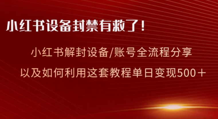 小红书设备及账号解封全流程分享，亲测有效，以及如何利用教程变现-大源资源网