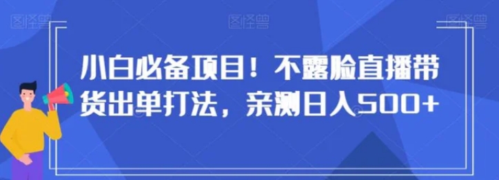 小白必备项目！不露脸直播带货出单打法，亲测日入500+【揭秘】-大源资源网