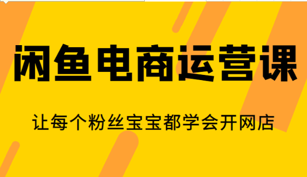 闲鱼电商运营课，让每个粉丝宝宝都学会开网店-大源资源网