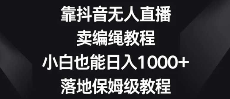 靠抖音无人直播，卖编绳教程，小白也能日入1000+，落地保姆级教程【揭秘】-大源资源网