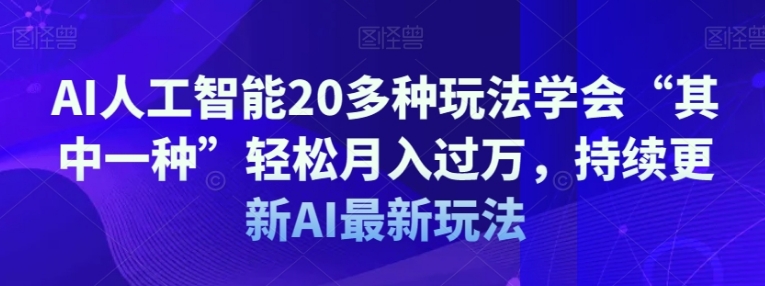 AI人工智能20多种玩法学会“其中一种”轻松月入过万，持续更新AI最新玩法-大源资源网