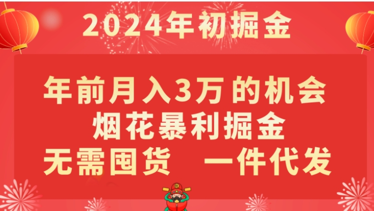 年前月入3万+的机会，烟花暴利掘金，无需囤货，一件代发-大源资源网