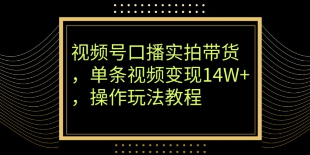 视频号口播实拍带货，单条视频变现14W+，操作玩法教程-大源资源网