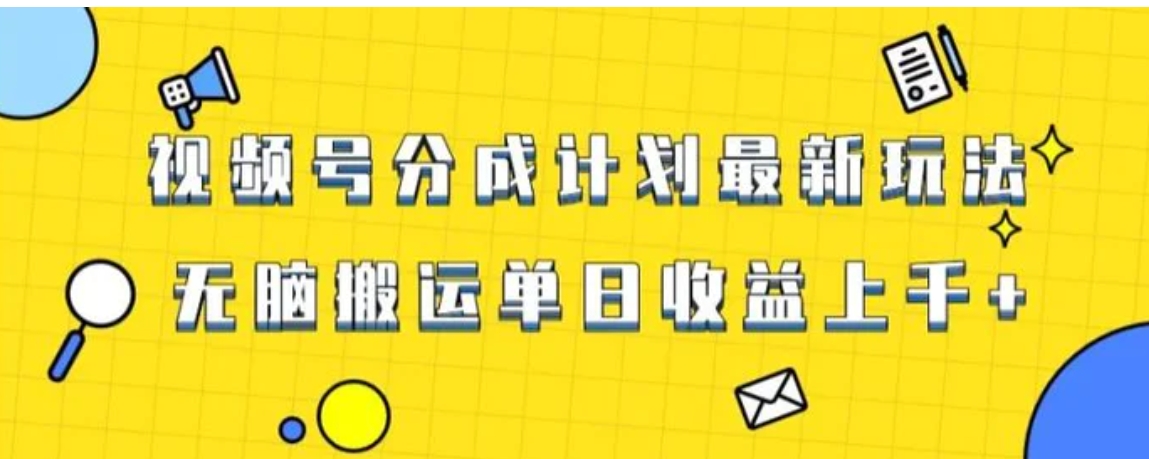 视频号最新爆火赛道玩法，只需无脑搬运，轻松过原创，单日收益上千【揭秘】-大源资源网