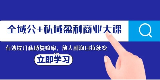 全域公+私域盈利商业大课，有效提升私域复购率，放大利润且持续变现-大源资源网