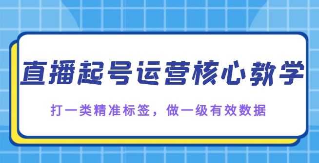 直播起号运营核心教学，打一类精准标签，做一级有效数据-大源资源网