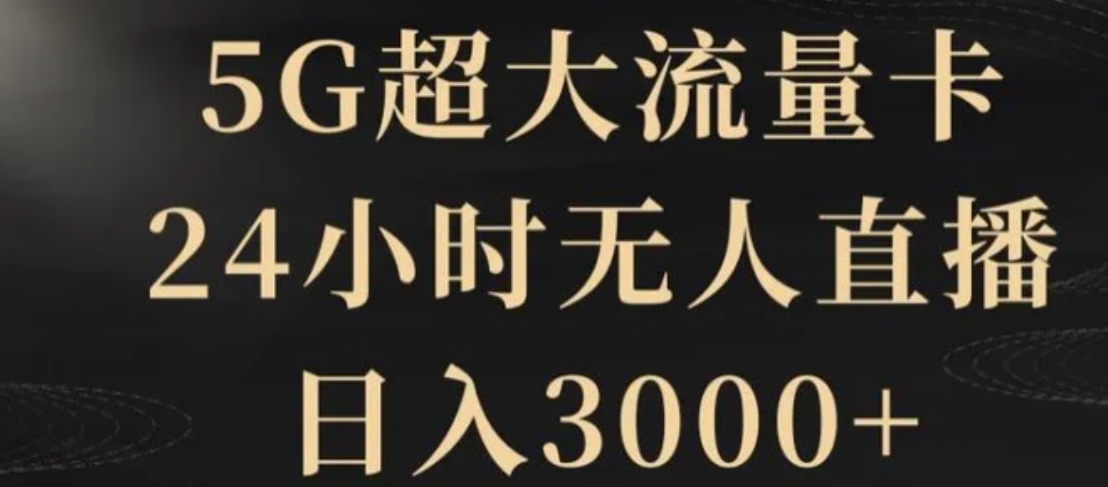 5G超大流量卡，24小时无人直播，日入3000+【揭秘】-大源资源网