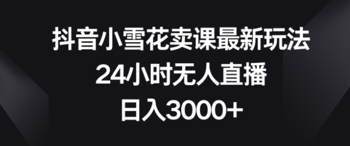 抖音小雪花卖课最新玩法，24小时无人直播，日入3000+-大源资源网