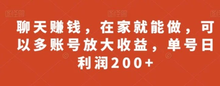 聊天赚钱，在家就能做，可以多账号放大收益，单号日利润200+-大源资源网