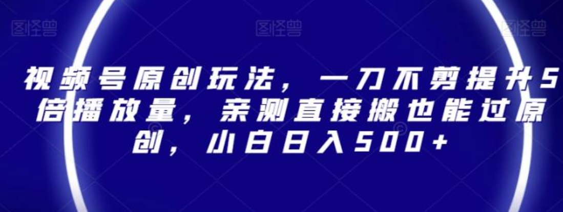 视频号原创玩法，一刀不剪提升5倍播放量，亲测直接搬也能过原创，小白日入500+【揭秘】-大源资源网