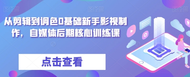 从剪辑到调色0基础新手影视制作，自媒体后期核心训练课-大源资源网