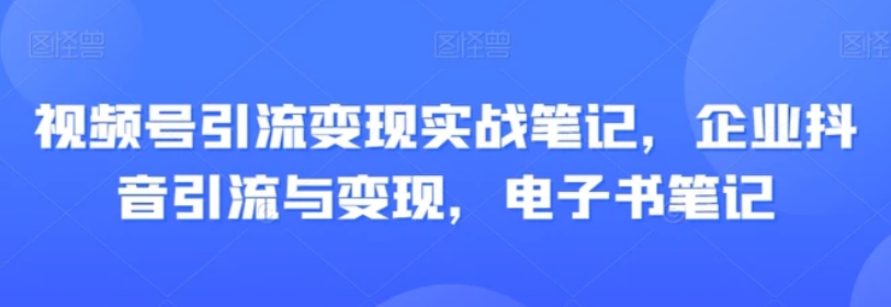 视频号引流变现实战笔记，企业抖音引流与变现，电子书笔记-大源资源网