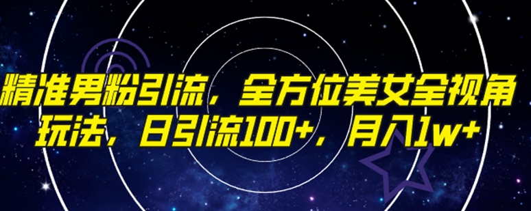 精准男粉引流，全方位美女全视角玩法，日引流100+，月入1w-大源资源网