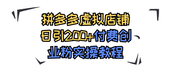 拼多多虚拟店铺日引200+付费创业粉实操教程-大源资源网