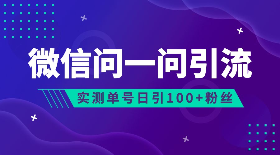 2023年最新流量风口：微信问一问，可引流到公众号及视频号，实测单号日引流-大源资源网