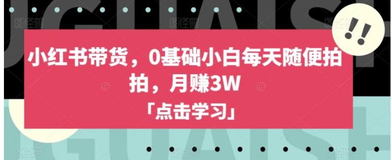 小红书带货，0基础小白每天随便拍拍，月赚3W【揭秘】-大源资源网