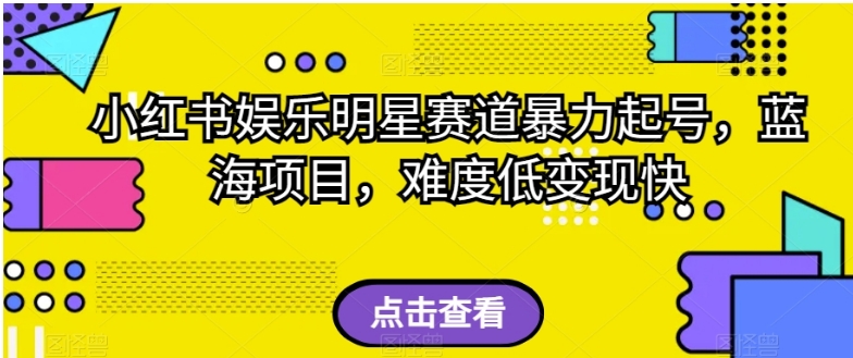 小红书娱乐明星赛道暴力起号，蓝海项目，难度低变现快【揭秘】-大源资源网