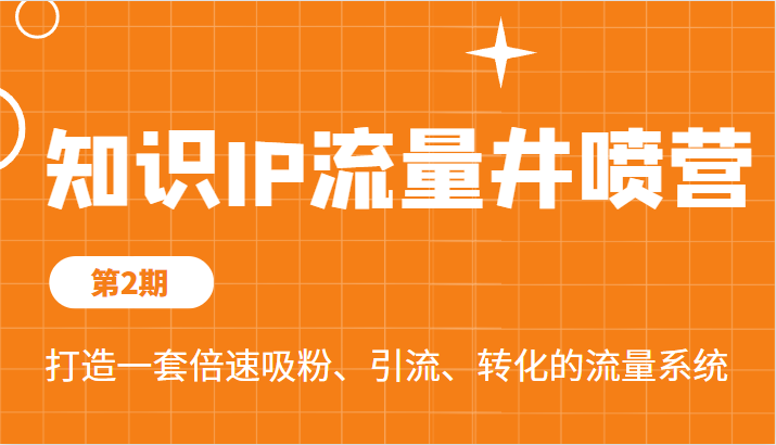 知识IP流量井喷营第2期，打造一套倍速吸粉、引流、转化的流量系统-大源资源网