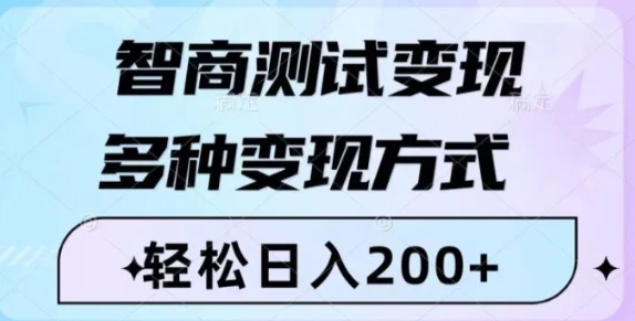 智商测试变现，轻松日入200+，几分钟一个视频，多种变现方式-大源资源网