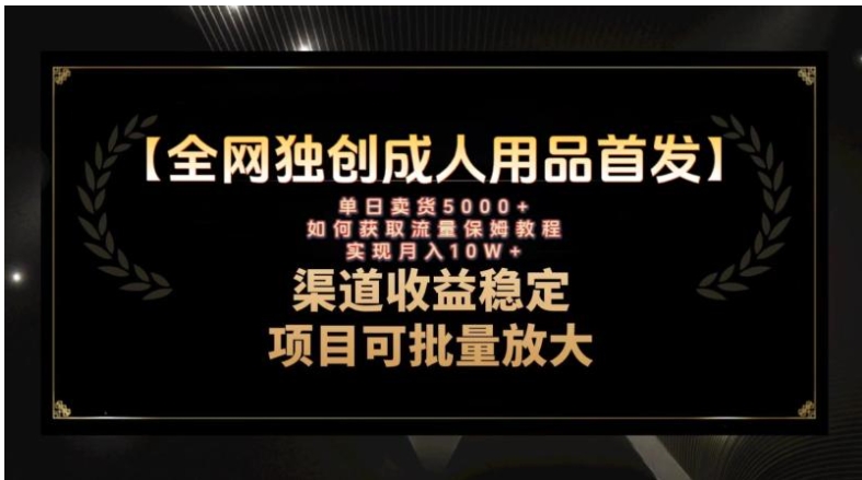 最新全网独创首发，成人用品赛道引流获客，月入10w保姆级教程-大源资源网