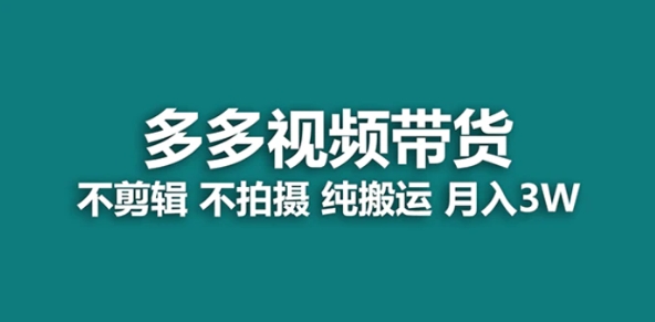 【蓝海项目】多多视频带货，纯搬运一个月搞了5w佣金，小白也能操作【揭秘】-大源资源网