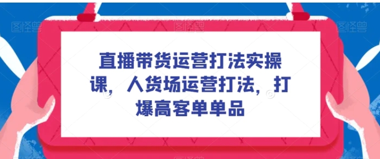 直播带货运营打法实操课，人货场运营打法，打爆高客单单品-大源资源网