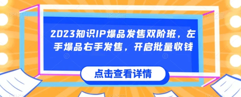 2023知识IP爆品发售双阶班，左手爆品右手发售，开启批量收钱-大源资源网