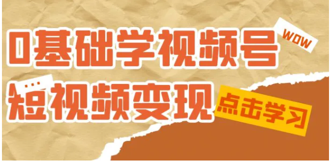 0基础学-视频号短视频变现：适合新人学习的短视频变现课-大源资源网