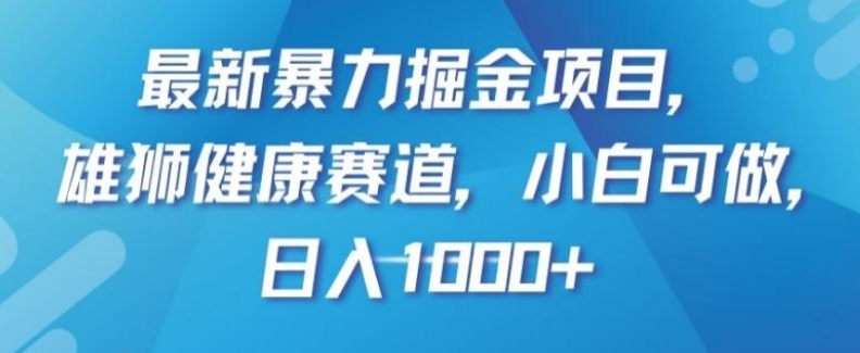 最新暴力掘金项目，雄狮健康赛道，小白可做，日入1000+【揭秘】-大源资源网