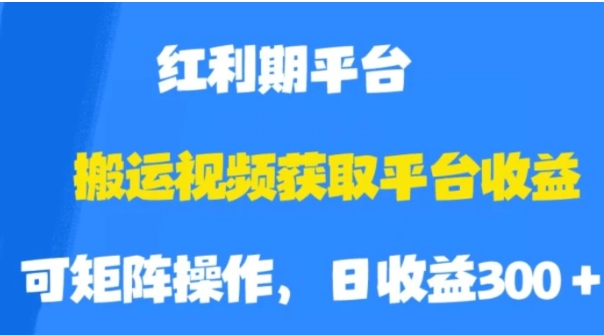 搬运视频获取平台收益，平台红利期，附保姆级教程【揭秘】-大源资源网