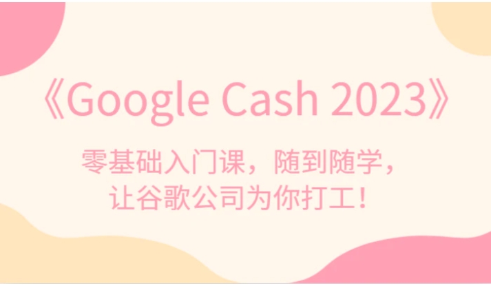 《Google Cash 2023》零基础入门课，随到随学，让谷歌公司为你打工！-大源资源网