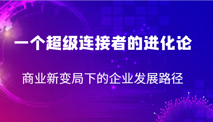 一个超级连接者的进化论 商业新变局下的企业发展路径-大源资源网