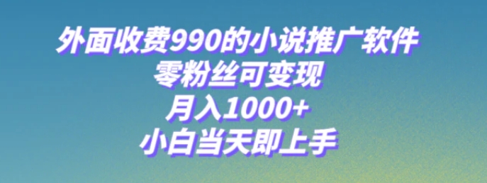 小说推广软件，零粉丝可变现，月入1000+，小白当天即上手【附189G素材】-大源资源网