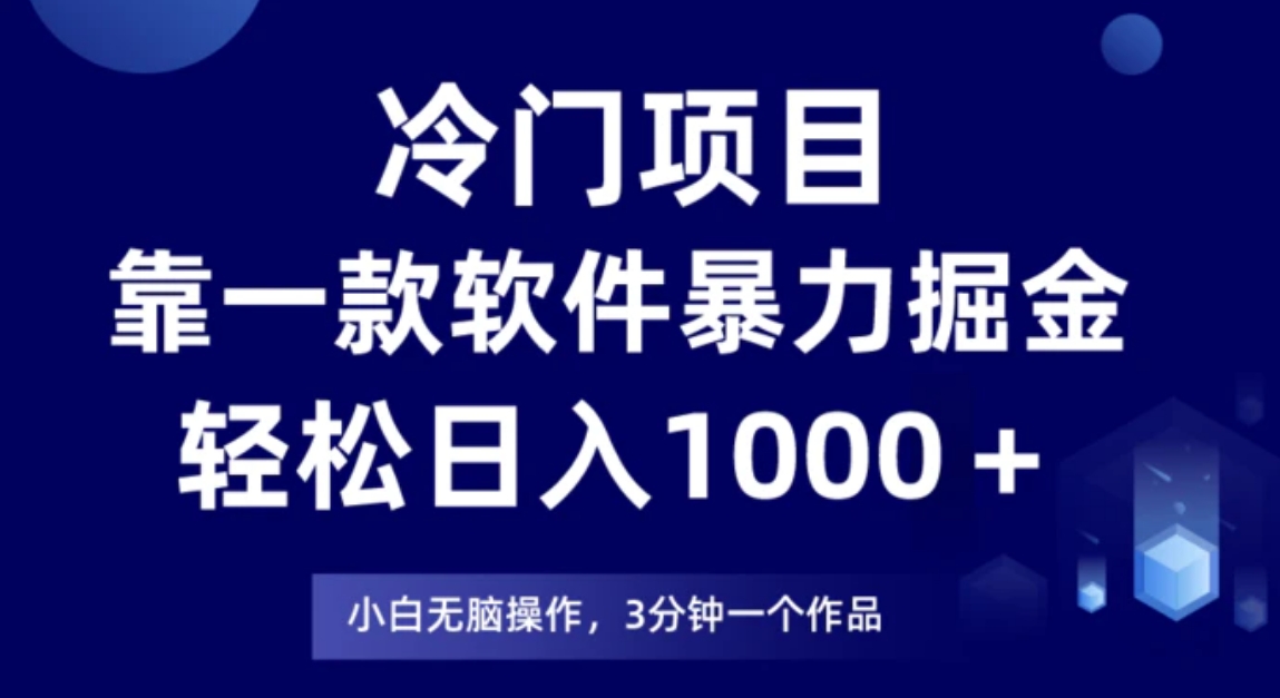 冷门项目靠一款软件，暴力掘金日入1000＋，小白轻松上手-大源资源网