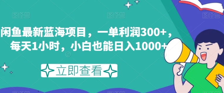 闲鱼最新蓝海项目，一单利润300+，每天1小时，小白也能日入1000+【揭秘】-大源资源网