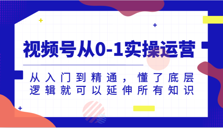 视频号从0-1实操运营，从入门到精通，懂了底层逻辑就可以延伸所有知识-大源资源网