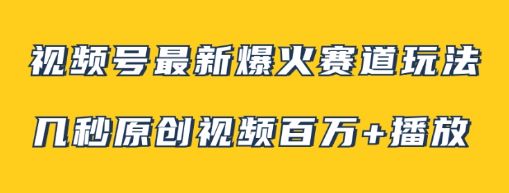 视频号最新爆火赛道玩法，几秒视频可达百万播放，小白即可操作-大源资源网